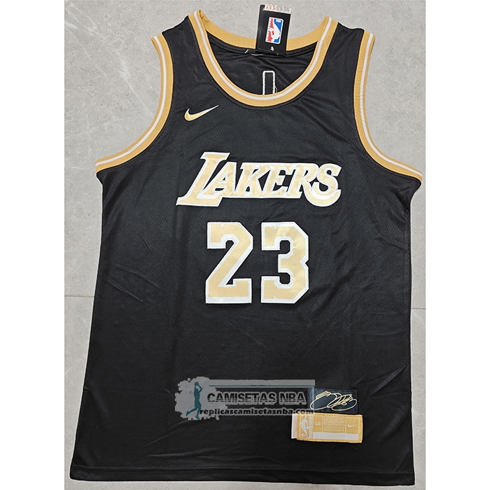 Camiseta Los Angeles Lakers LeBron James NO 23 Select Series Oro Negro